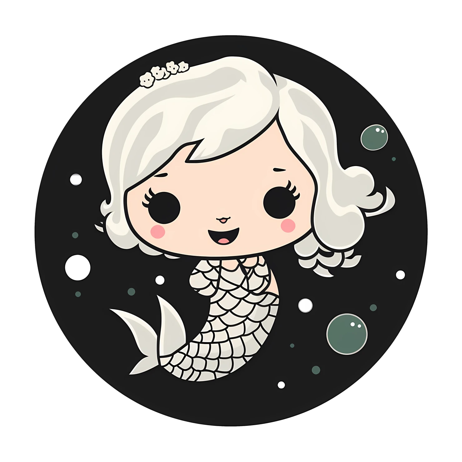 Kawaii mermaid sticker isolated on transparent background #28147