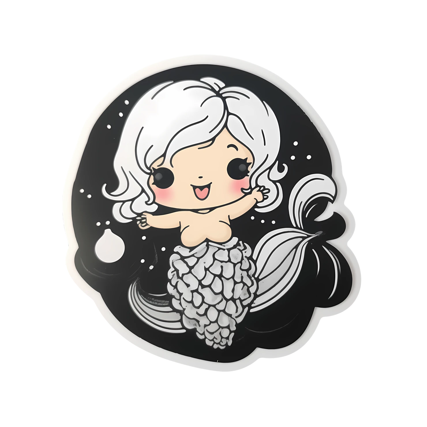 Kawaii mermaid sticker isolated on transparent background #28149