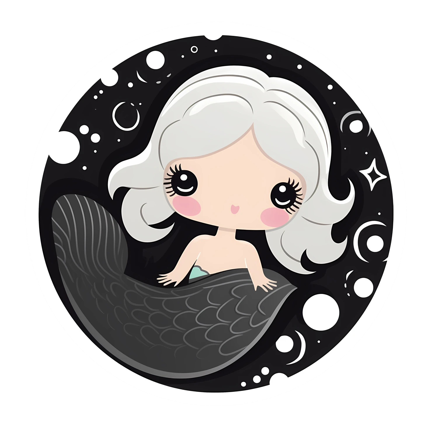 Kawaii mermaid sticker isolated on transparent background #28150