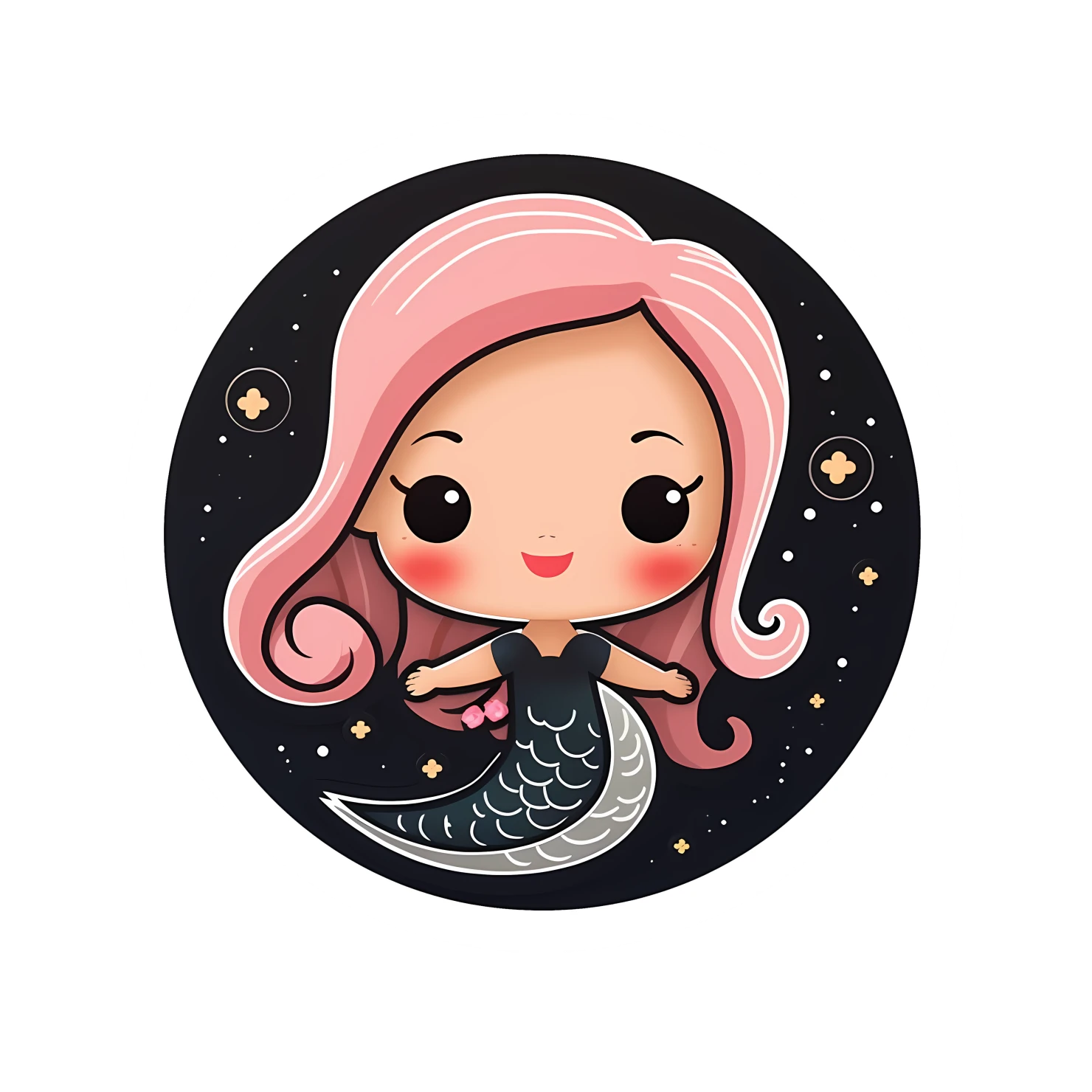 Kawaii mermaid sticker isolated on transparent background #28151