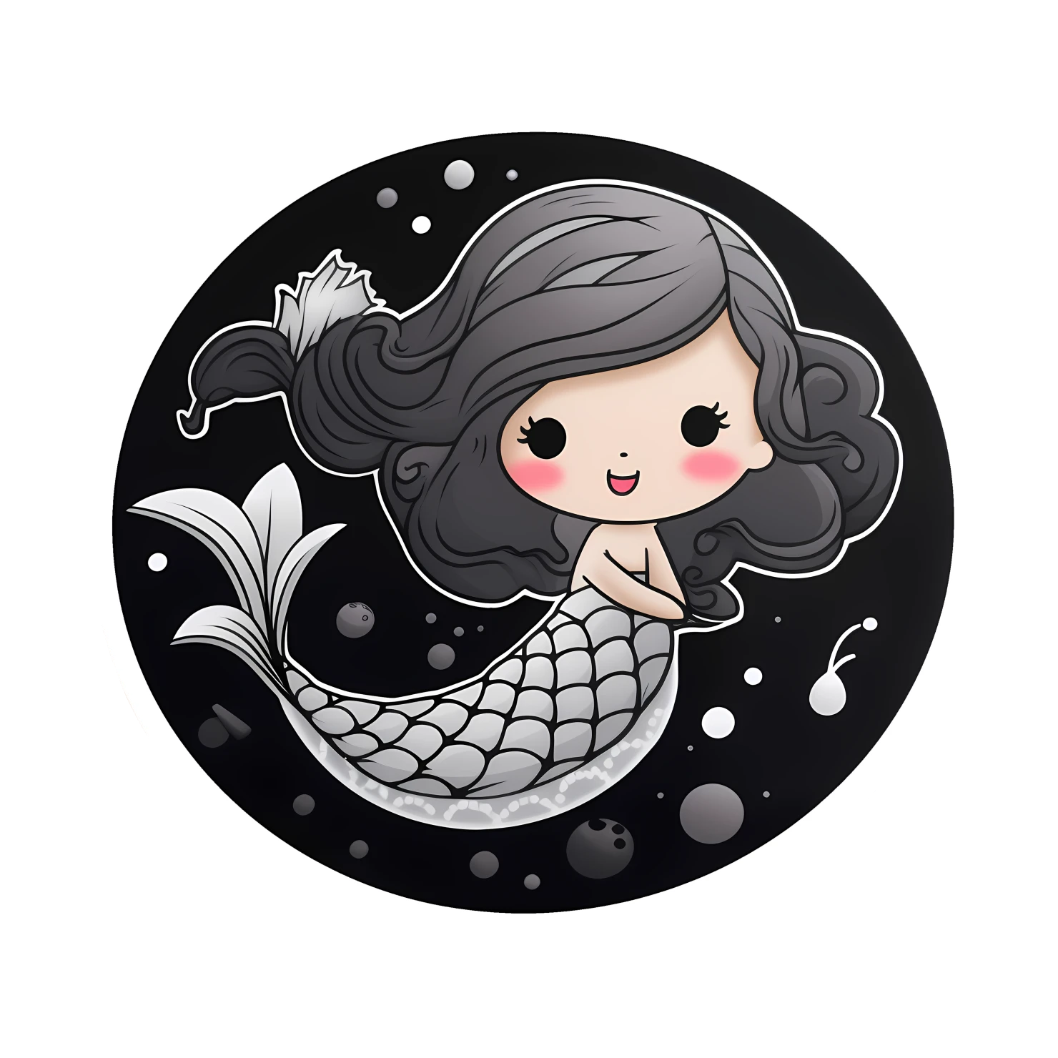 Kawaii mermaid sticker isolated on transparent background #28152