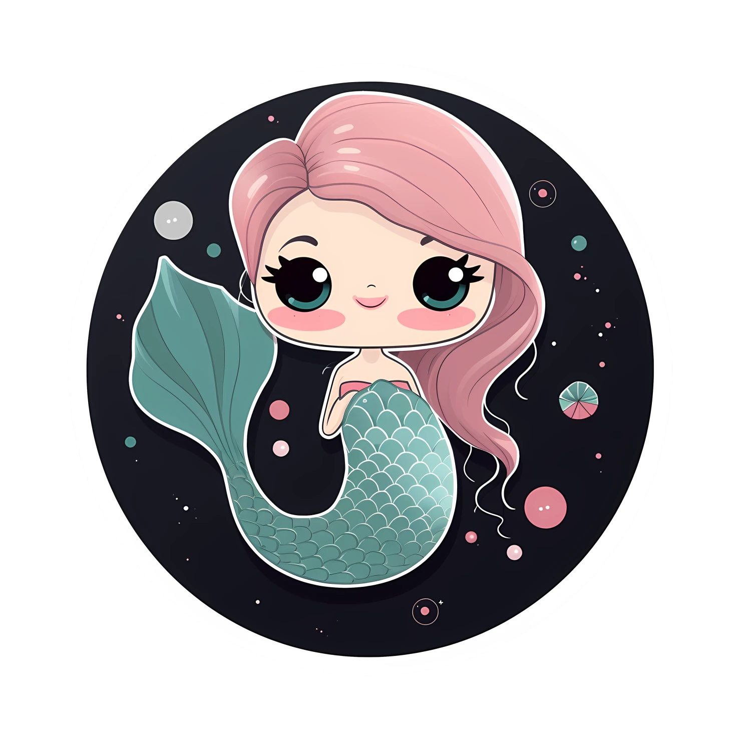 Kawaii mermaid sticker isolated on transparent background #28153
