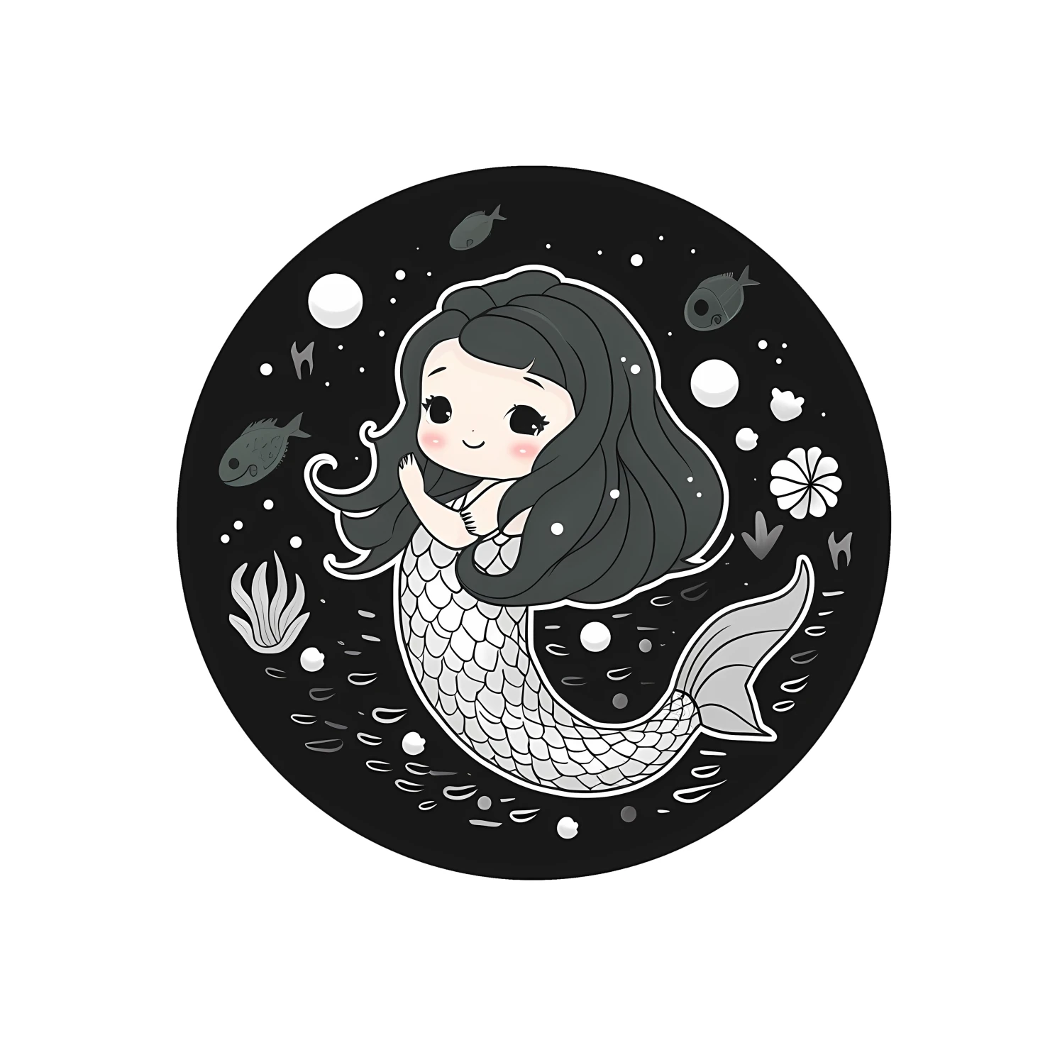 Kawaii mermaid sticker isolated on transparent background #28154