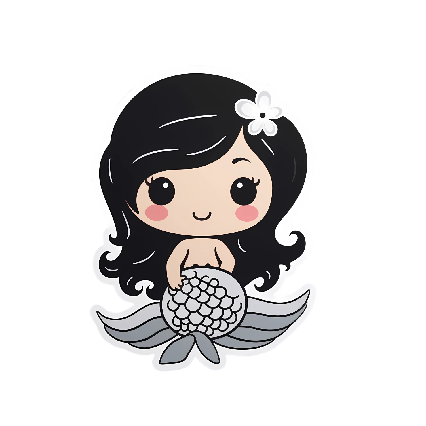 Kawaii mermaid sticker isolated on transparent background #28155