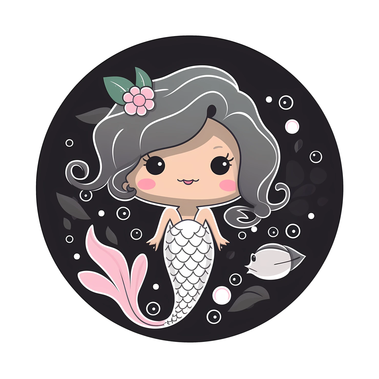 Kawaii mermaid sticker isolated on transparent background #28156