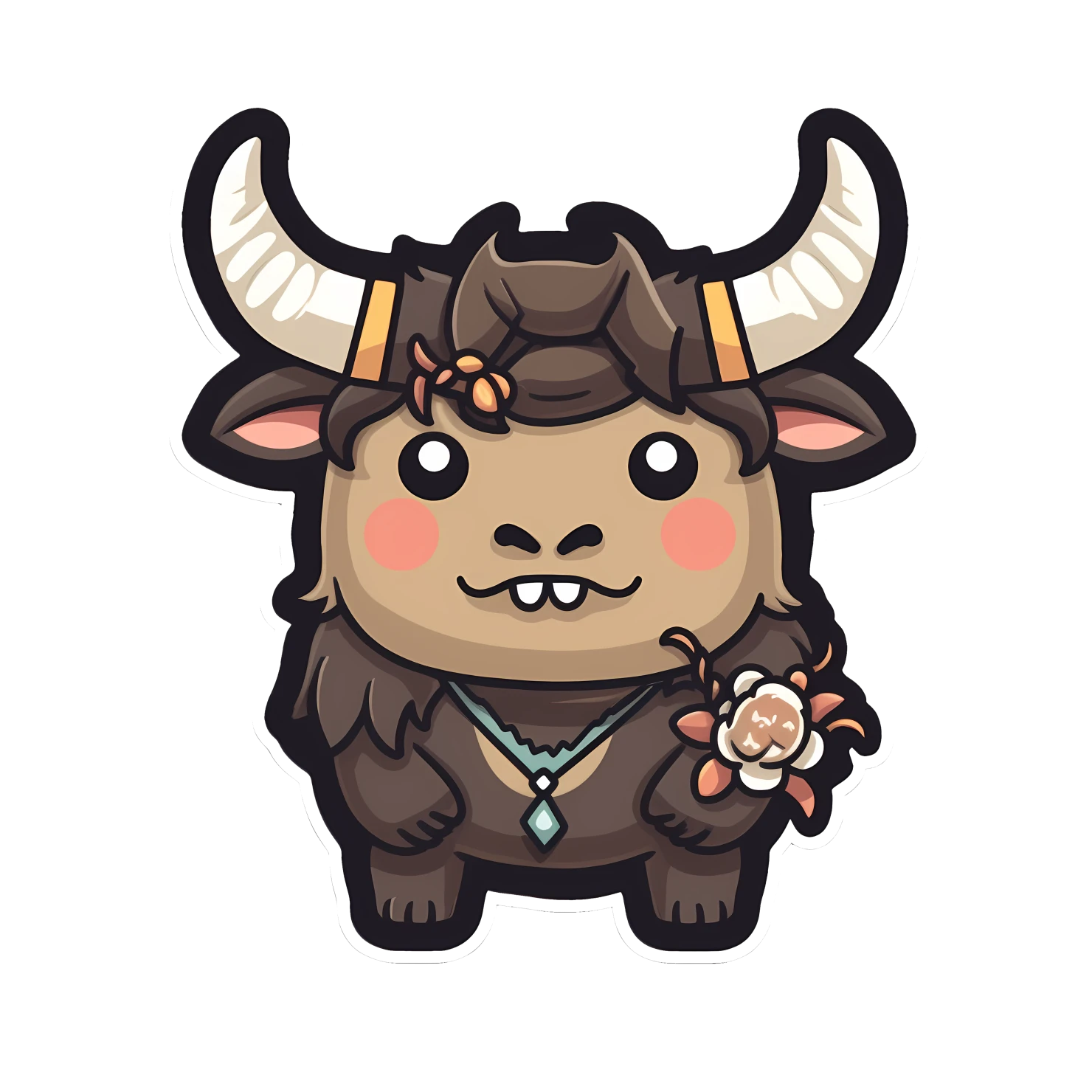 Kawaii minotaur sticker isolated on transparent background #28190
