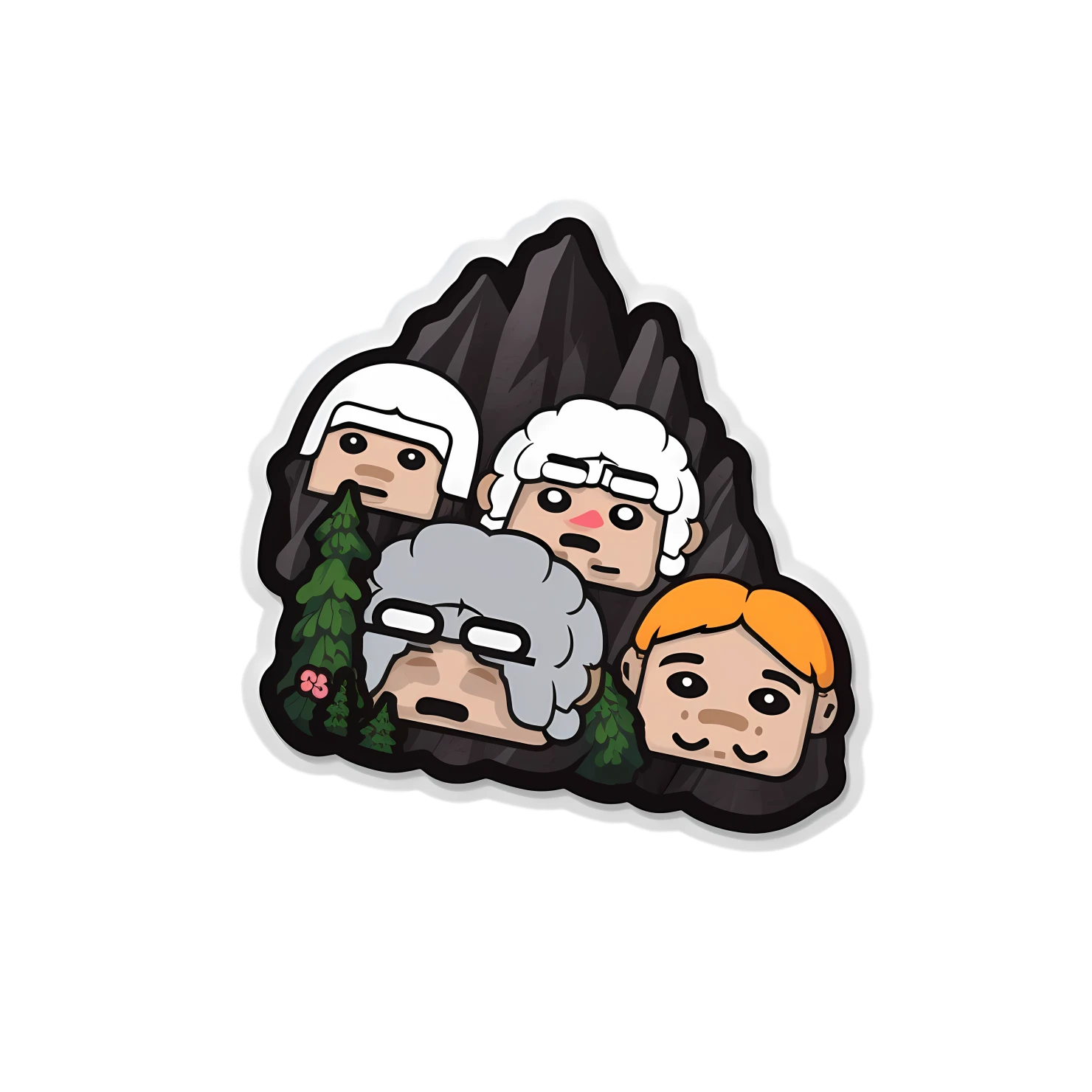 Kawaii mount rushmore sticker isolated on transparent background #28196