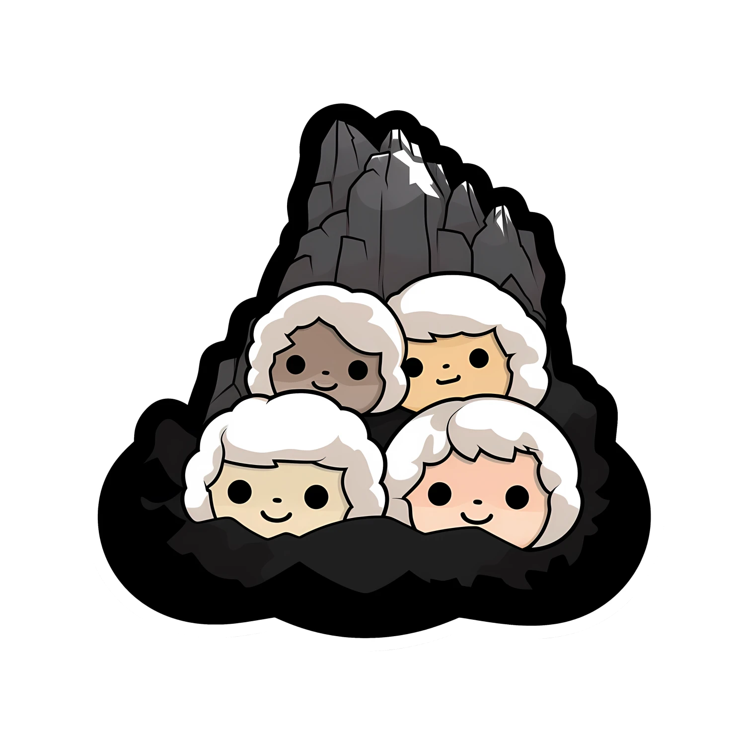 Kawaii mount rushmore sticker isolated on transparent background #28198