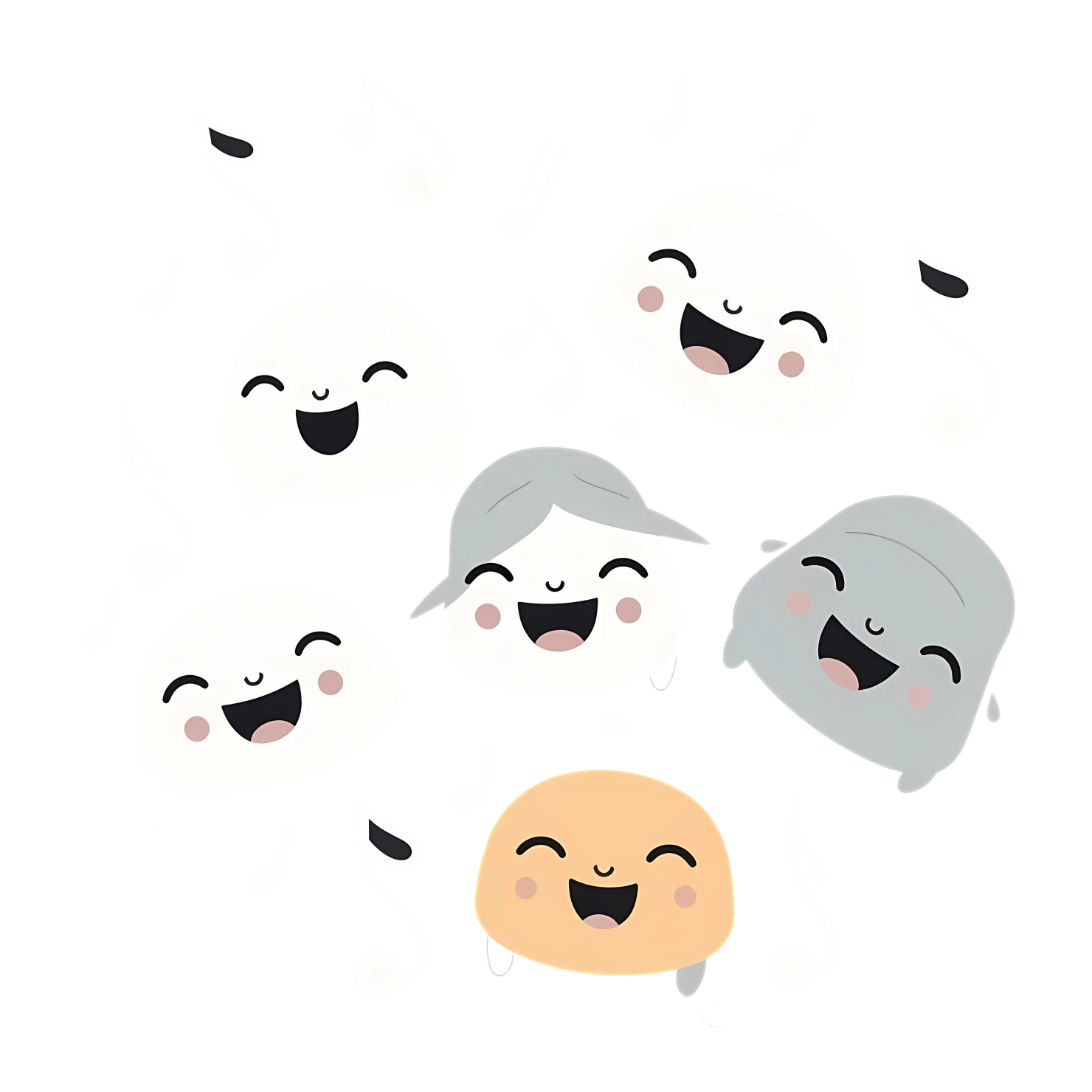 Kawaii music note sticker isolated on transparent background #28215