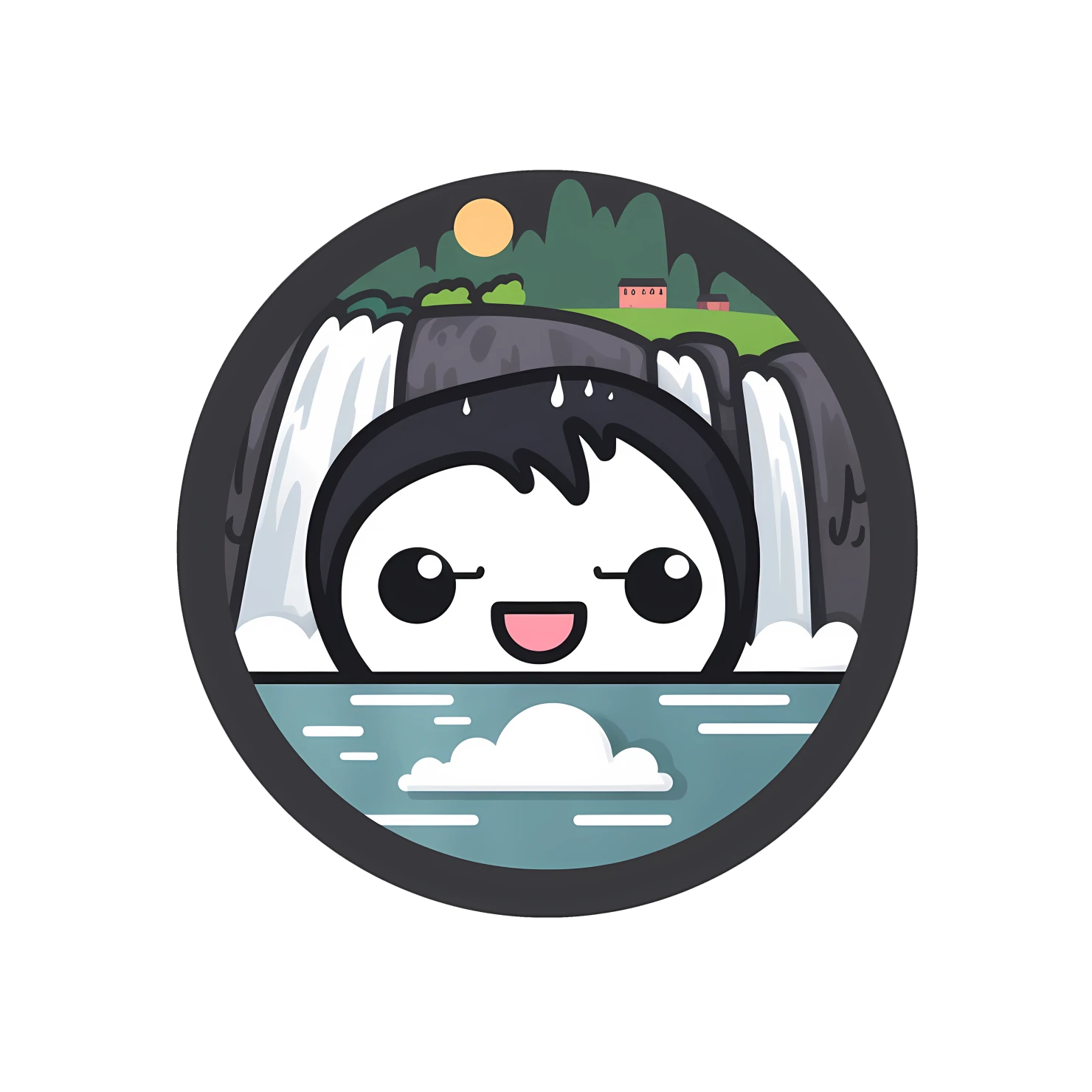 Kawaii Niagara falls sticker isolated on transparent background #28227