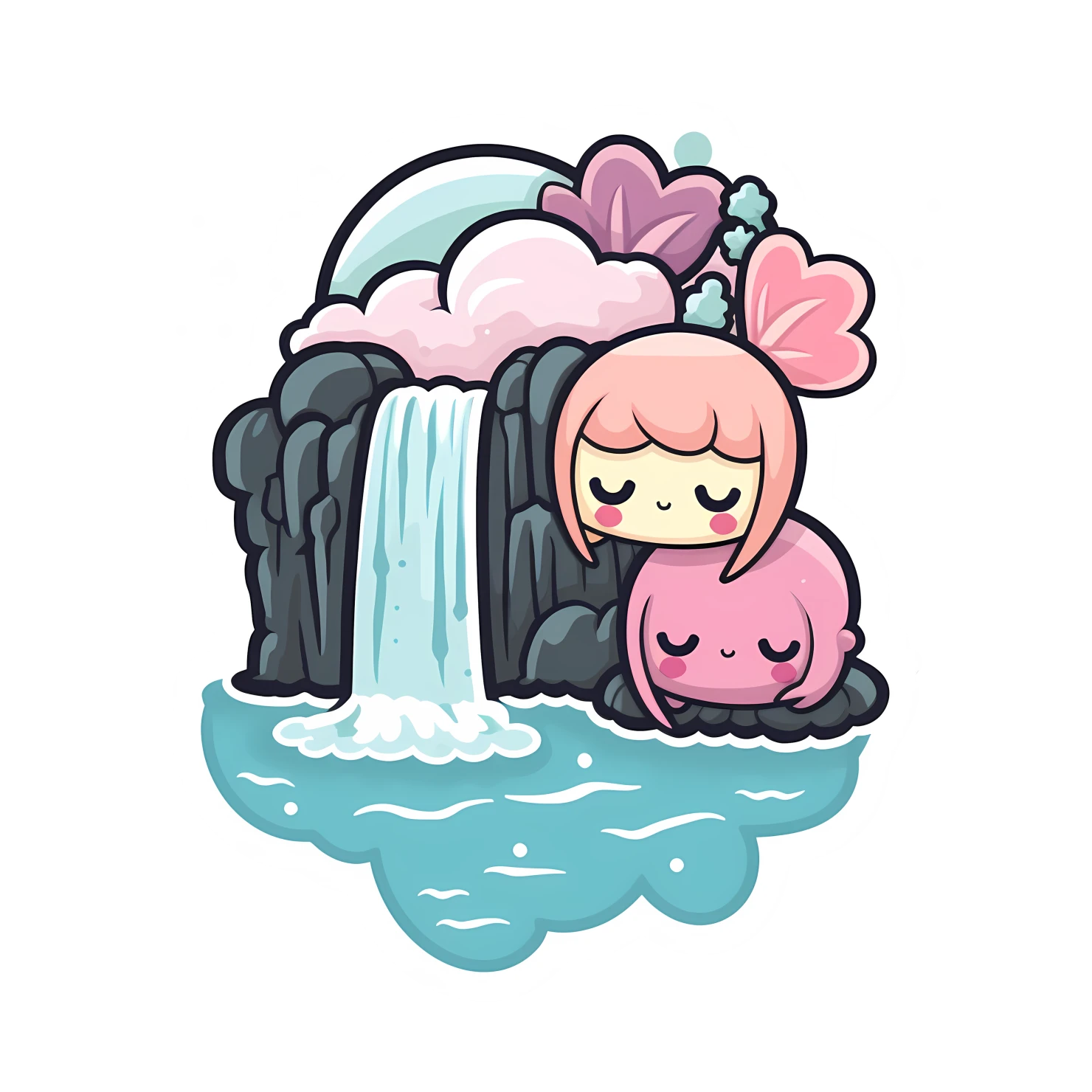 Kawaii Niagara falls sticker isolated on transparent background #28228