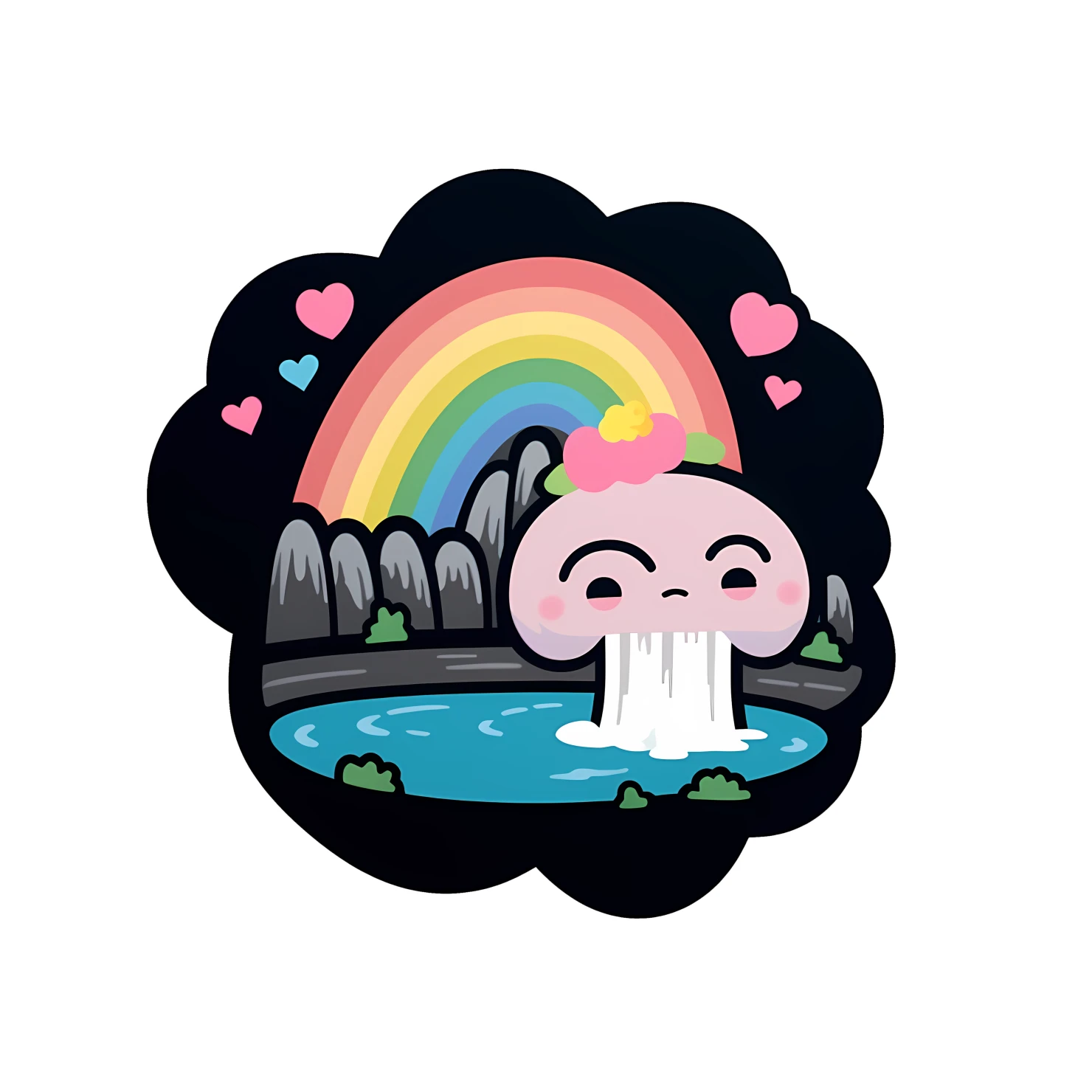 Kawaii Niagara falls sticker isolated on transparent background #28238