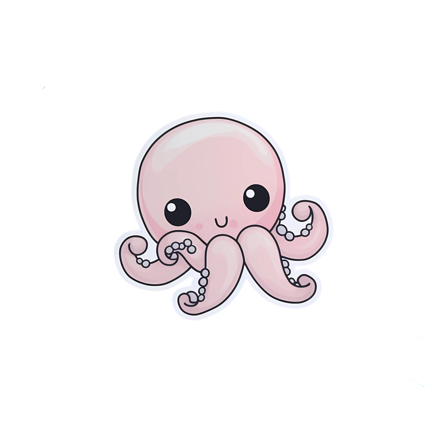 Kawaii octopus sticker isolated on transparent background #28248