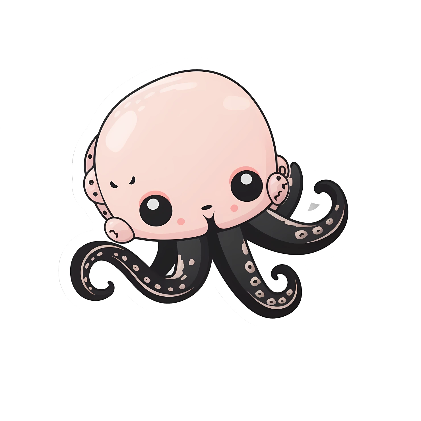 Kawaii octopus sticker isolated on transparent background #28250