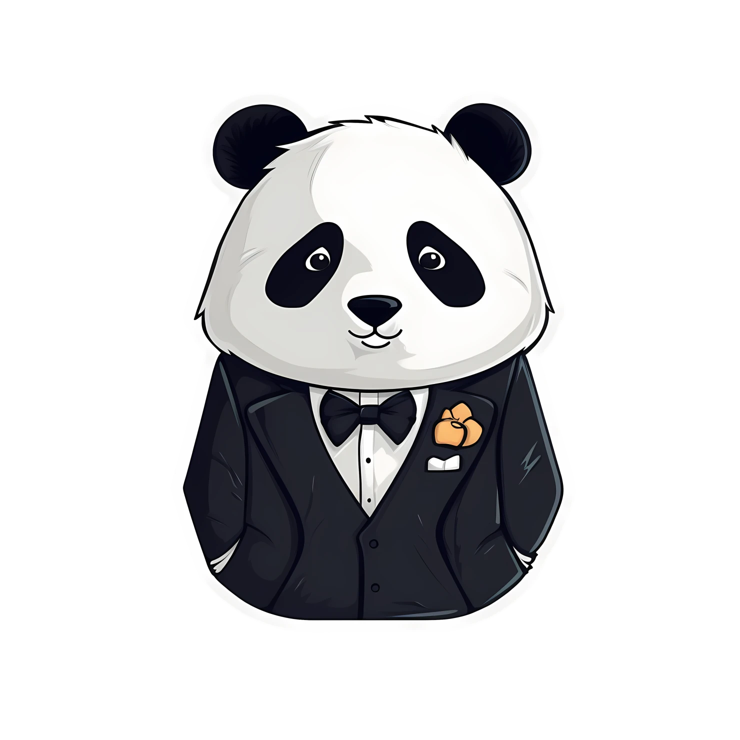 Kawaii panda in suit sticker isolated on transparent background #28270