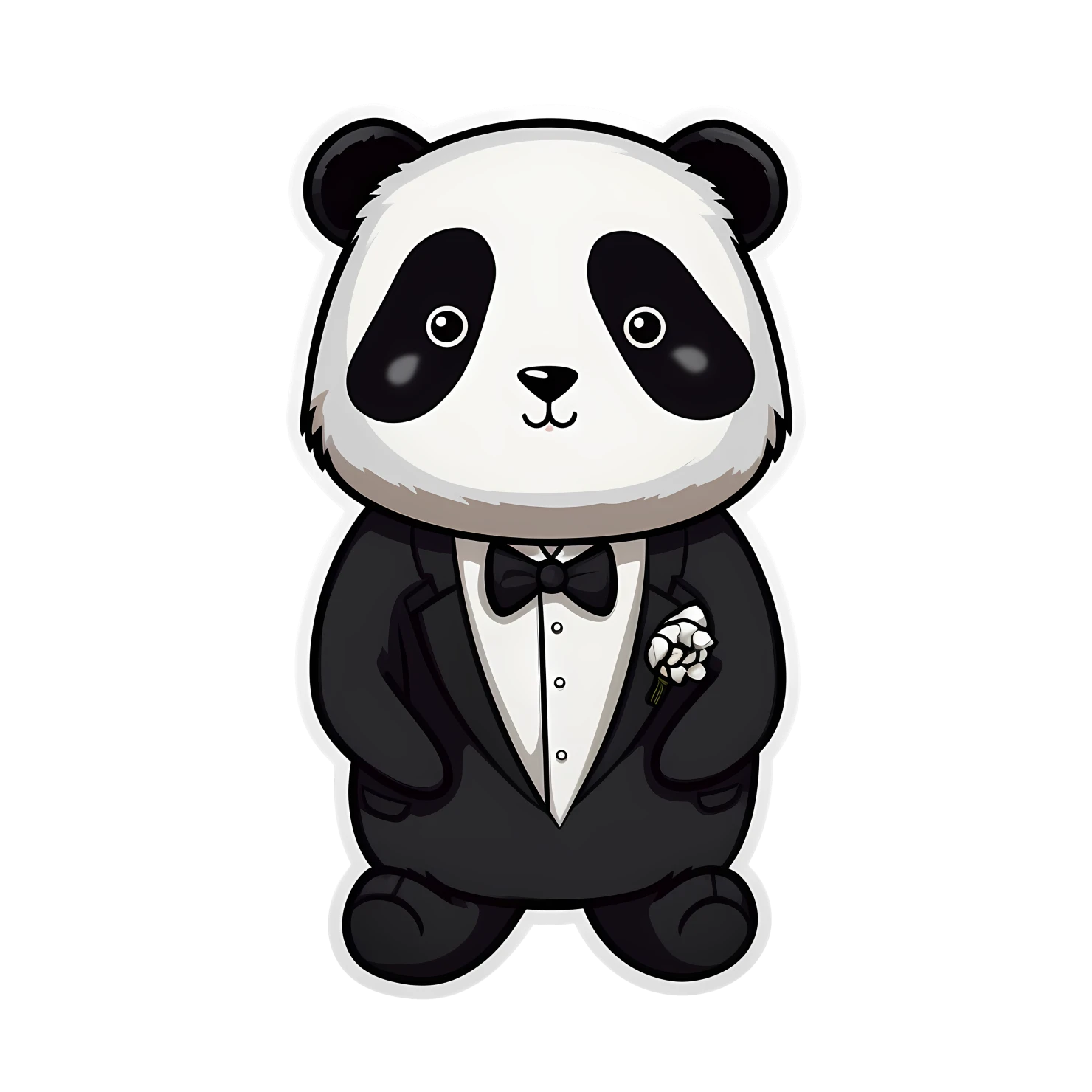 Kawaii panda in suit sticker isolated on transparent background #28271