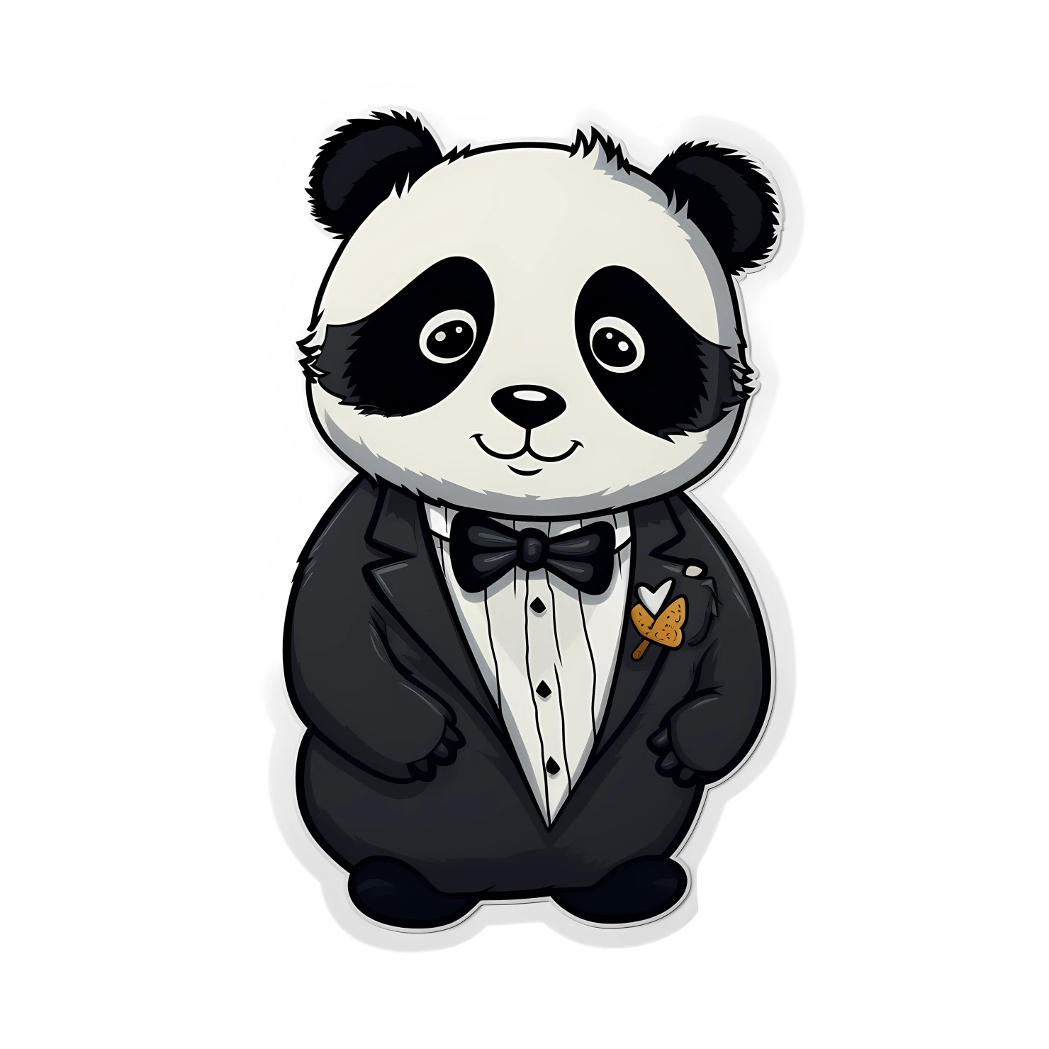 Kawaii panda in suit sticker isolated on transparent background #28272