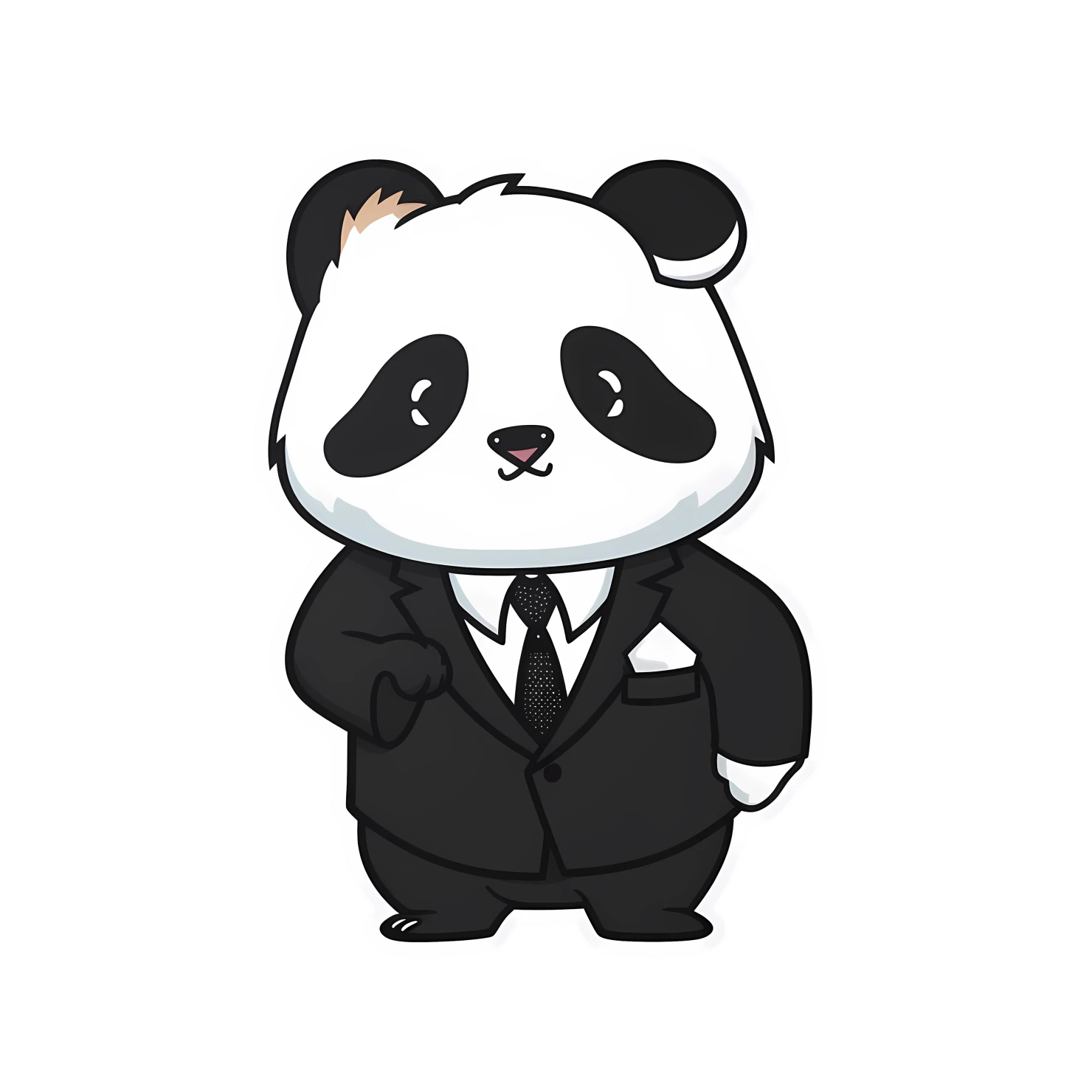 Kawaii panda in suit sticker isolated on transparent background #28273