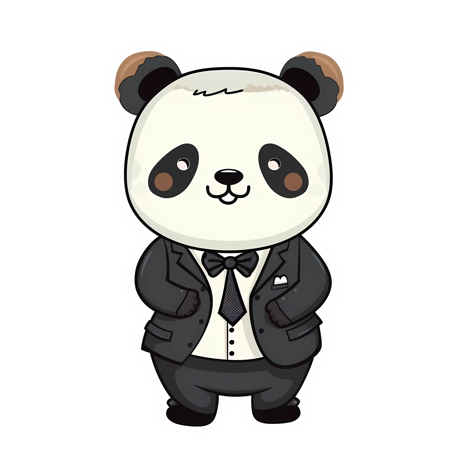 Kawaii panda in suit sticker isolated on transparent background #28275