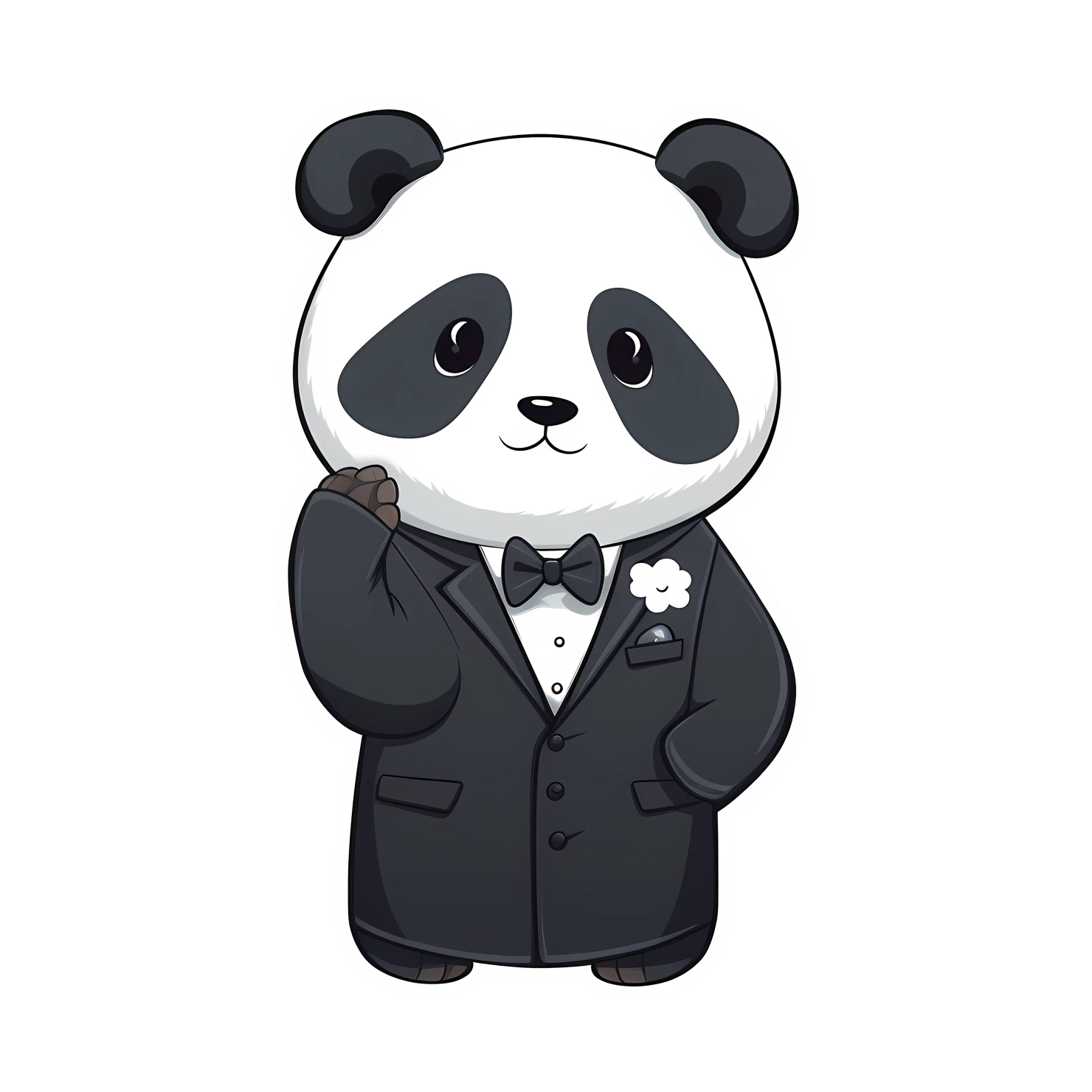 Kawaii panda in suit sticker isolated on transparent background #28276