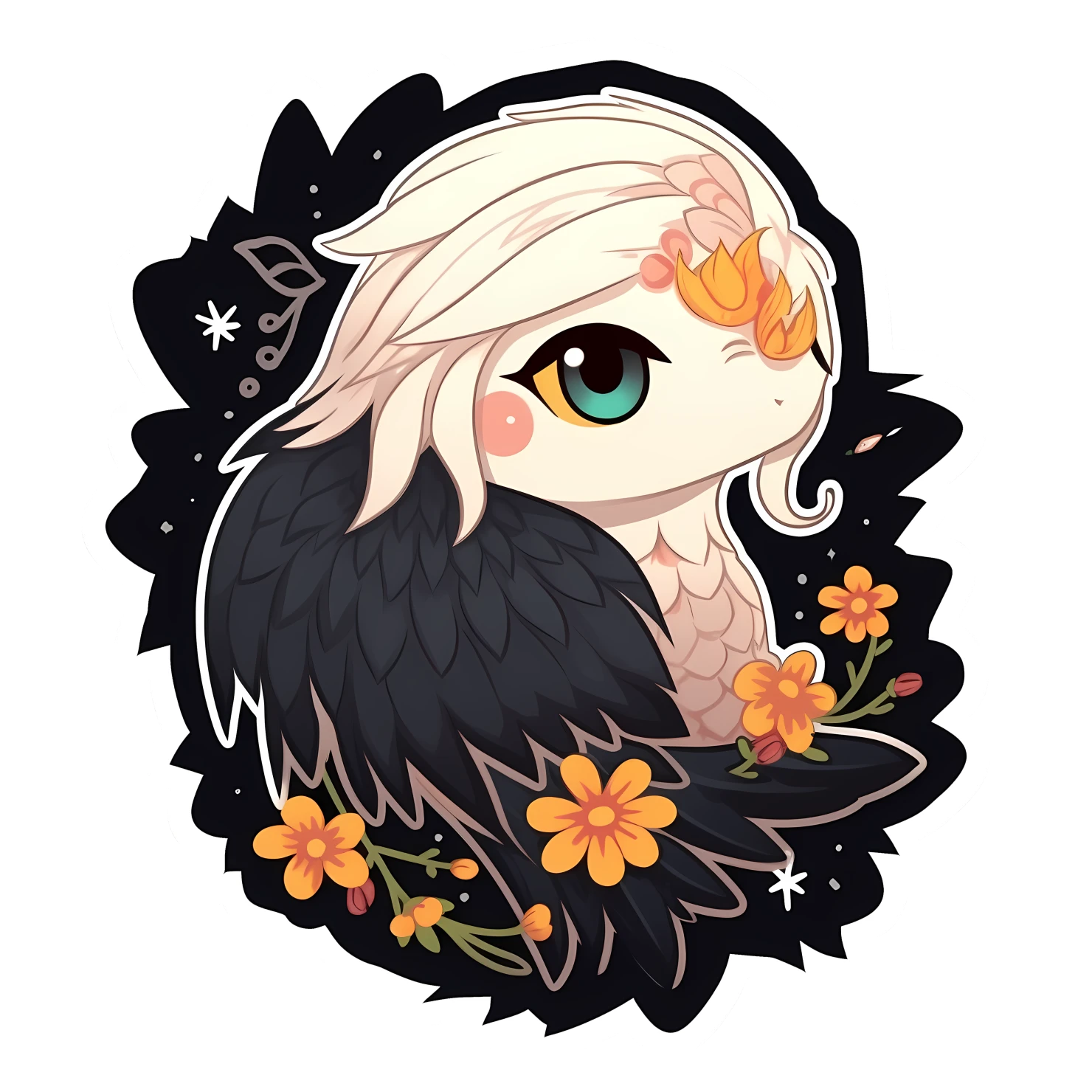 Kawaii phoenix sticker isolated on transparent background #28297