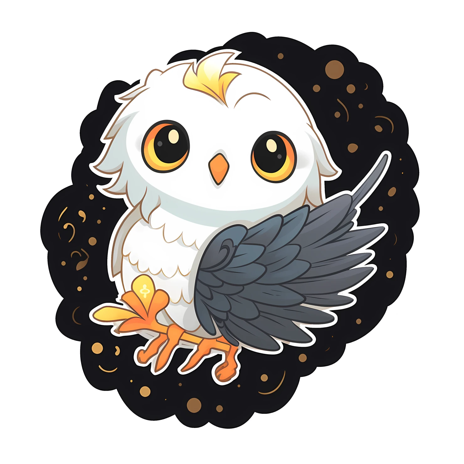 Kawaii phoenix sticker isolated on transparent background #28303