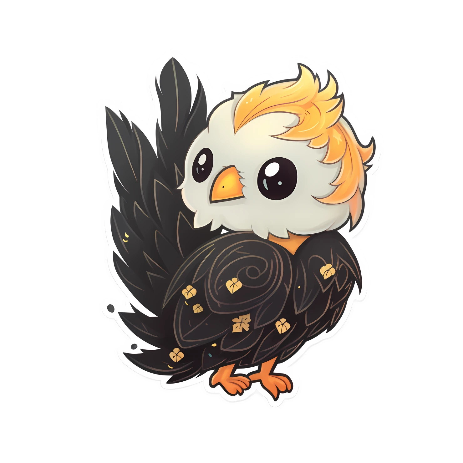 Kawaii phoenix sticker isolated on transparent background #28312