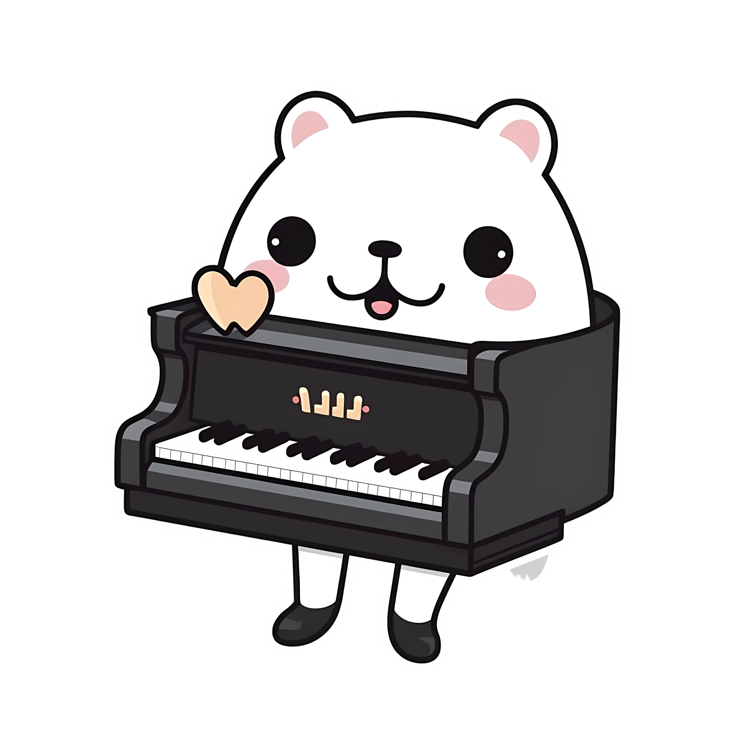 Kawaii piano sticker isolated on transparent background #28313