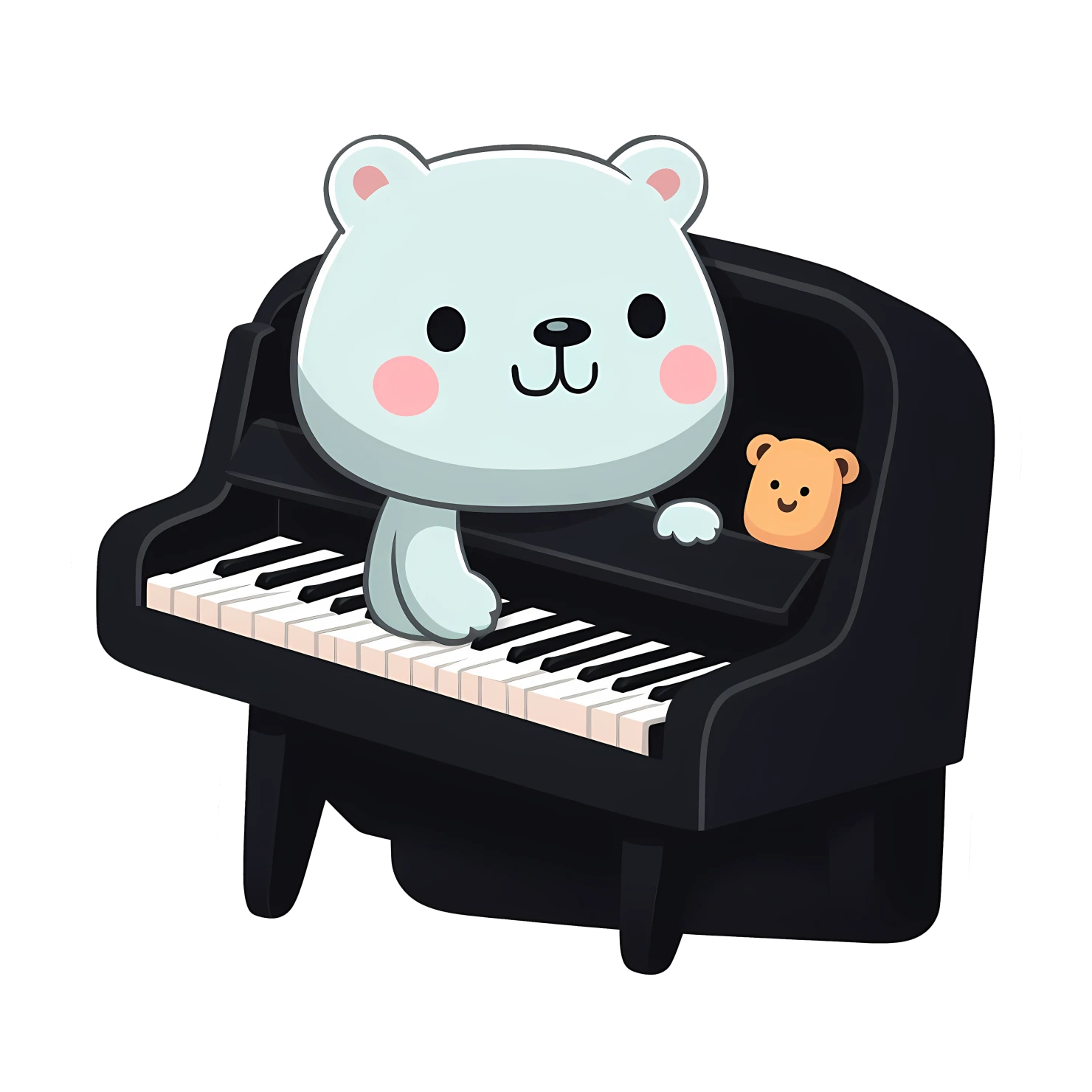 Kawaii piano sticker isolated on transparent background #28314