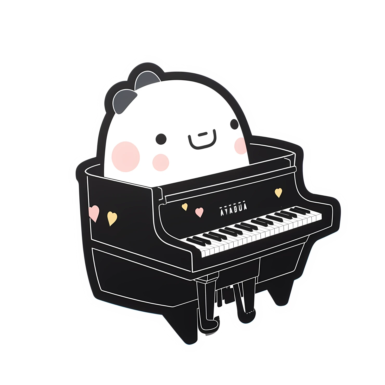 Kawaii piano sticker isolated on transparent background #28315