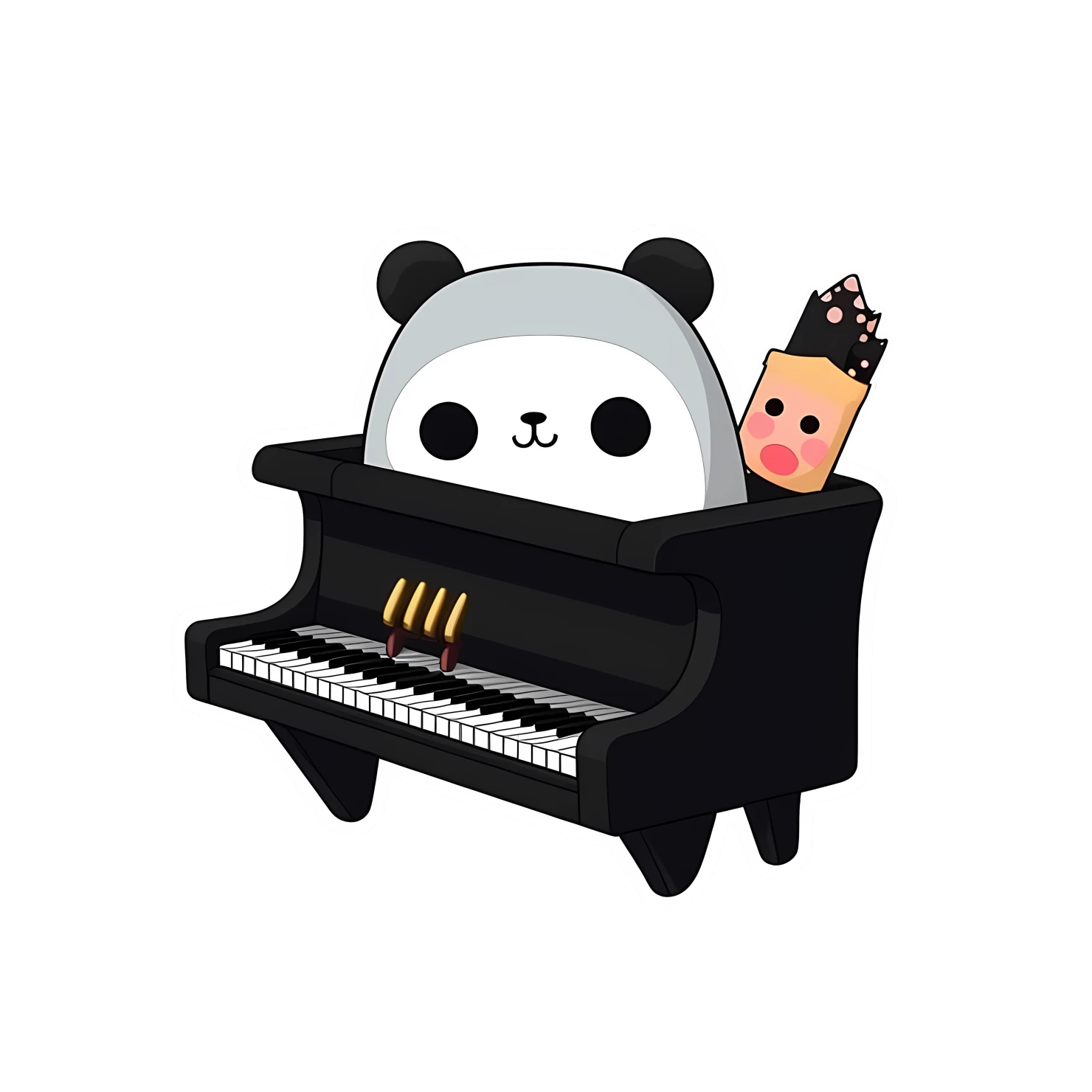 Kawaii piano sticker isolated on transparent background #28316