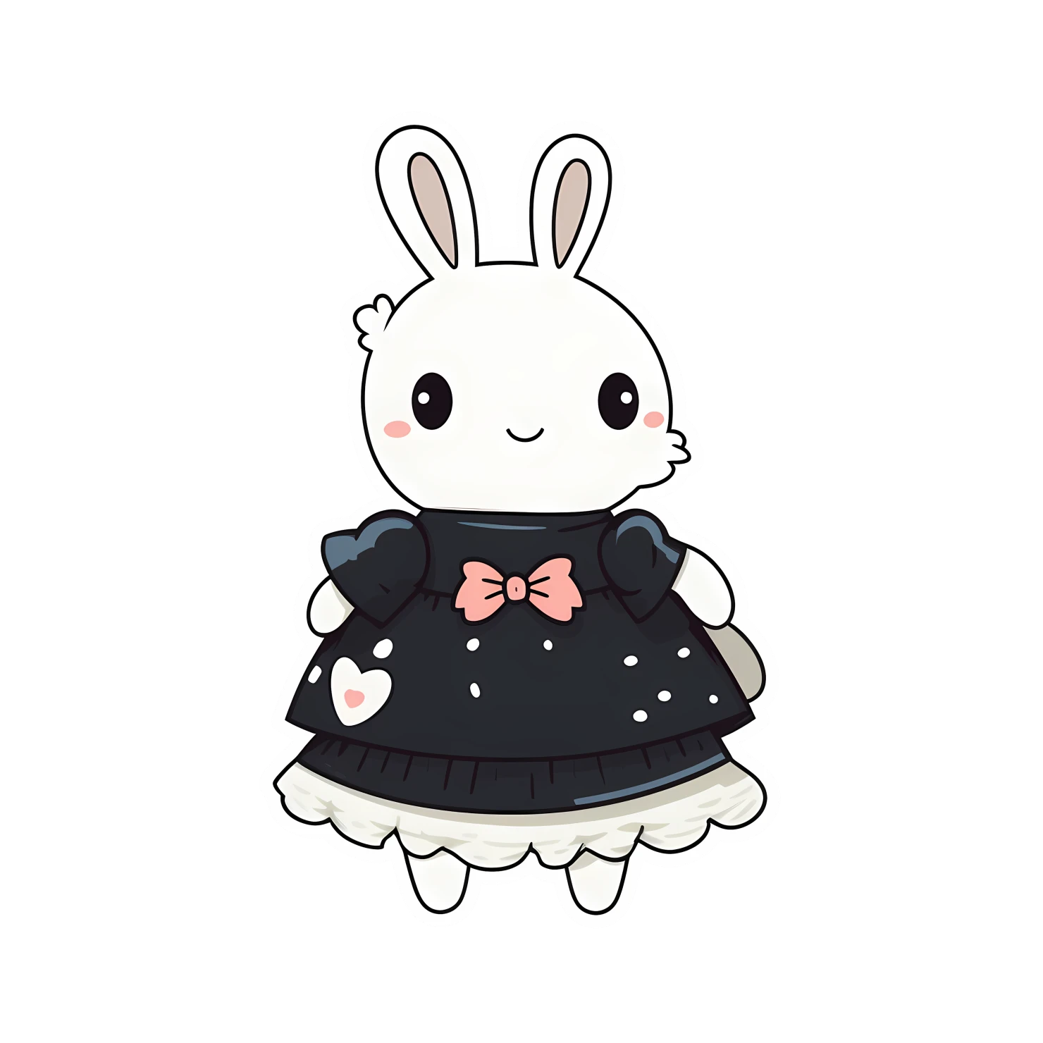 Kawaii rabbit in dress sticker isolated on transparent background #28320