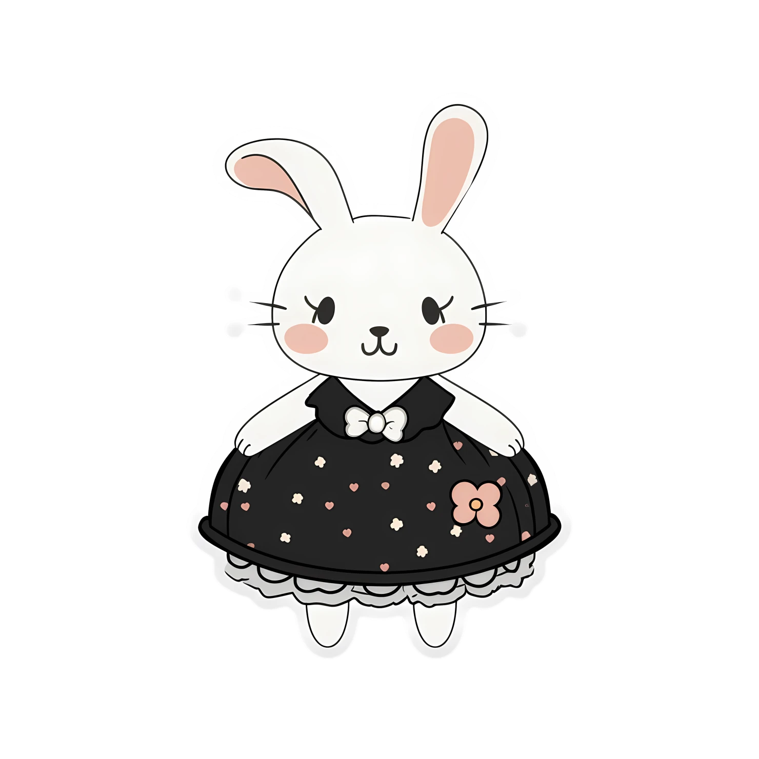 Kawaii rabbit in dress sticker isolated on transparent background #28325