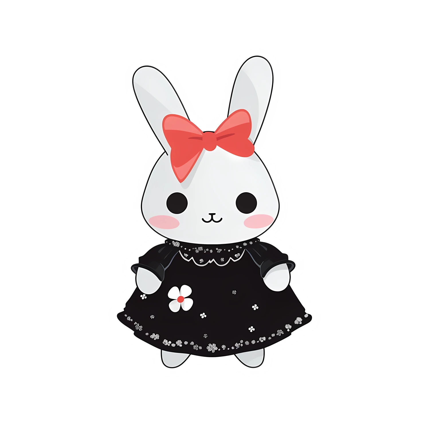 Kawaii rabbit in dress sticker isolated on transparent background #28329