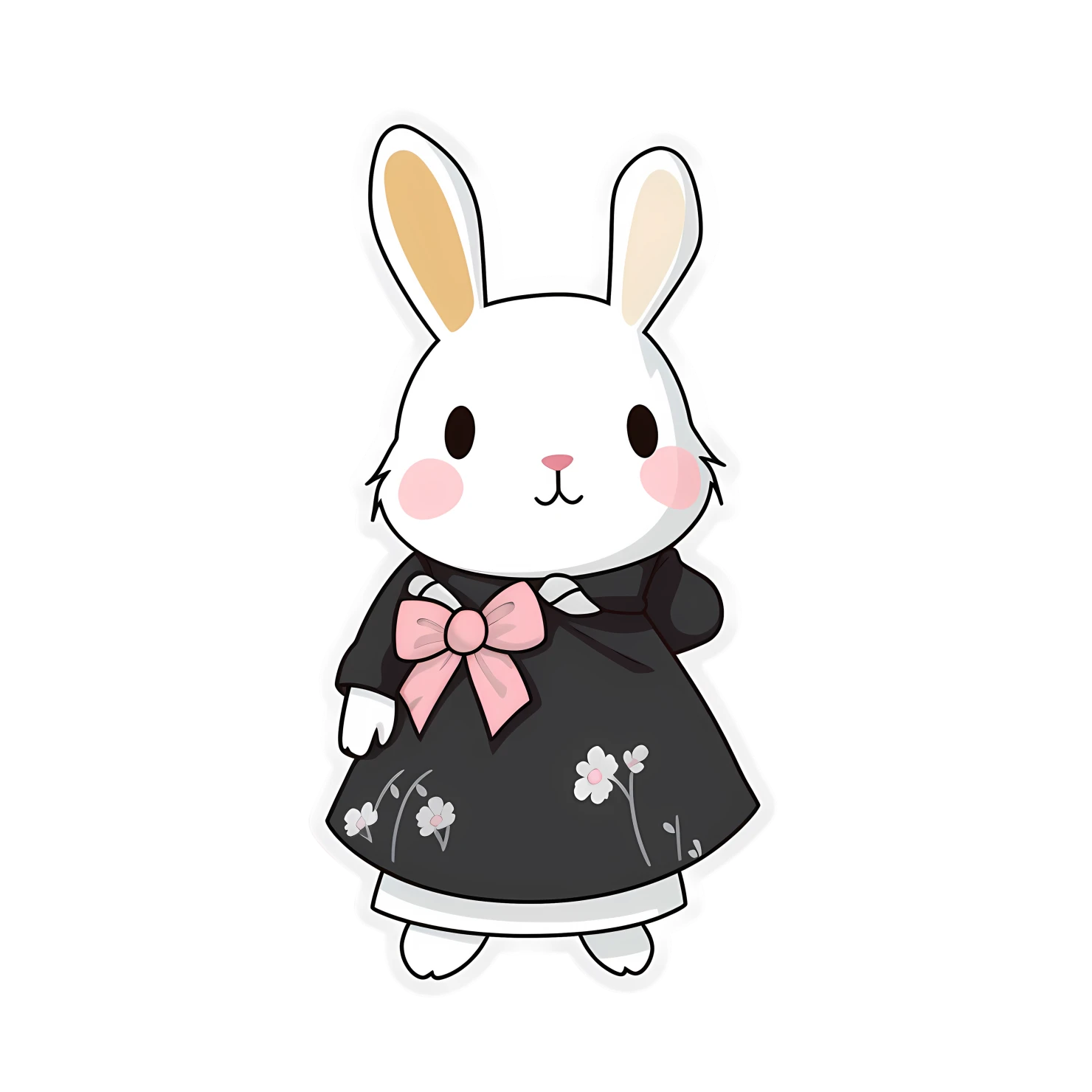 Kawaii rabbit in dress sticker isolated on transparent background #28332