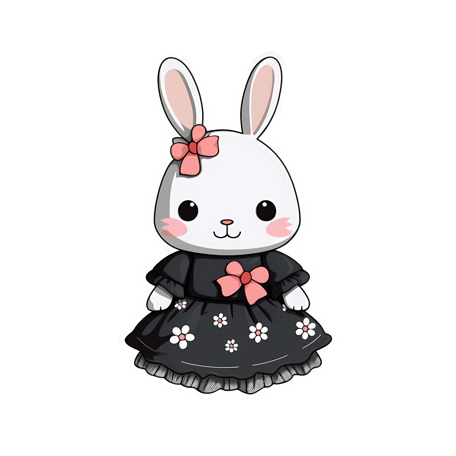 Kawaii rabbit in dress sticker isolated on transparent background #28333