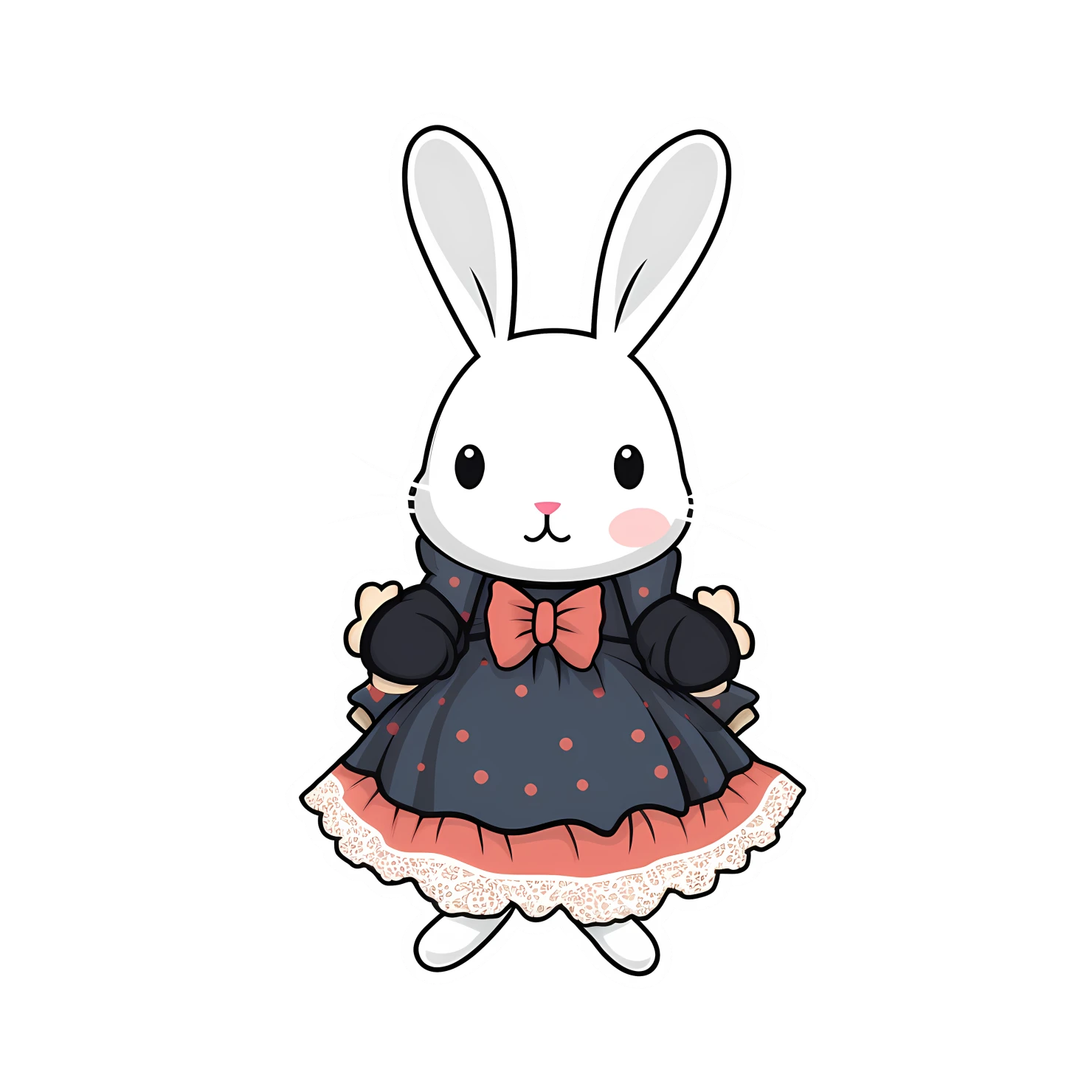 Kawaii rabbit in dress sticker isolated on transparent background #28335