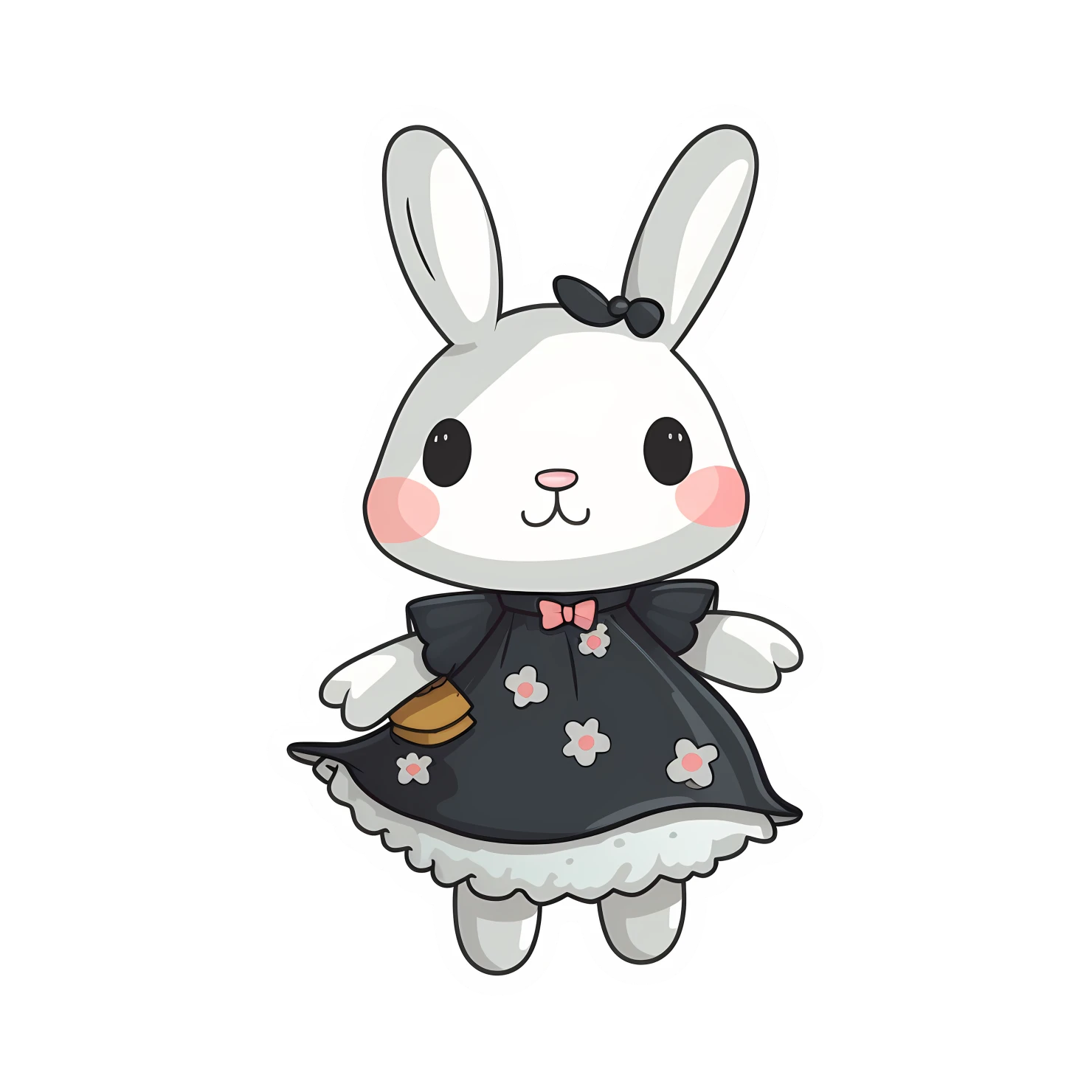 Kawaii rabbit in dress sticker isolated on transparent background #28338