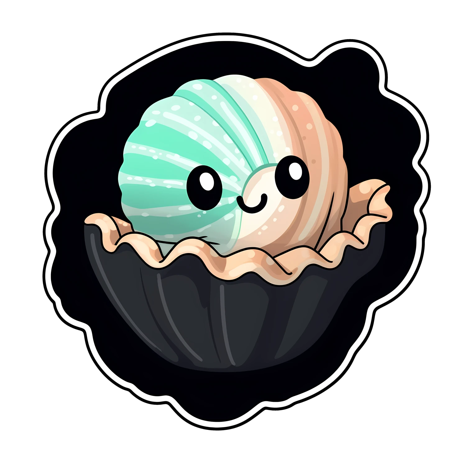 Kawaii seashell sticker isolated on transparent background #28346