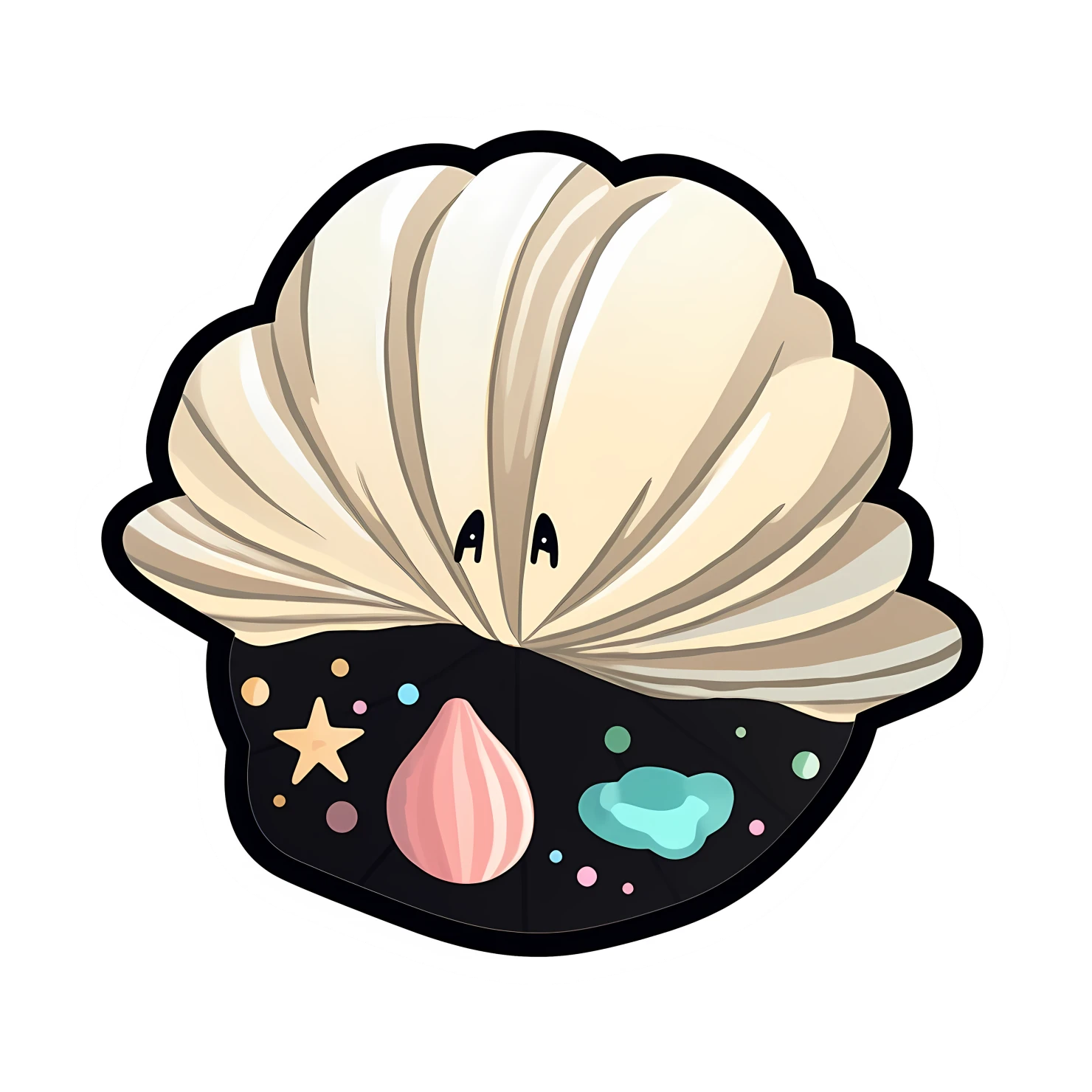 Kawaii seashell sticker isolated on transparent background #28347