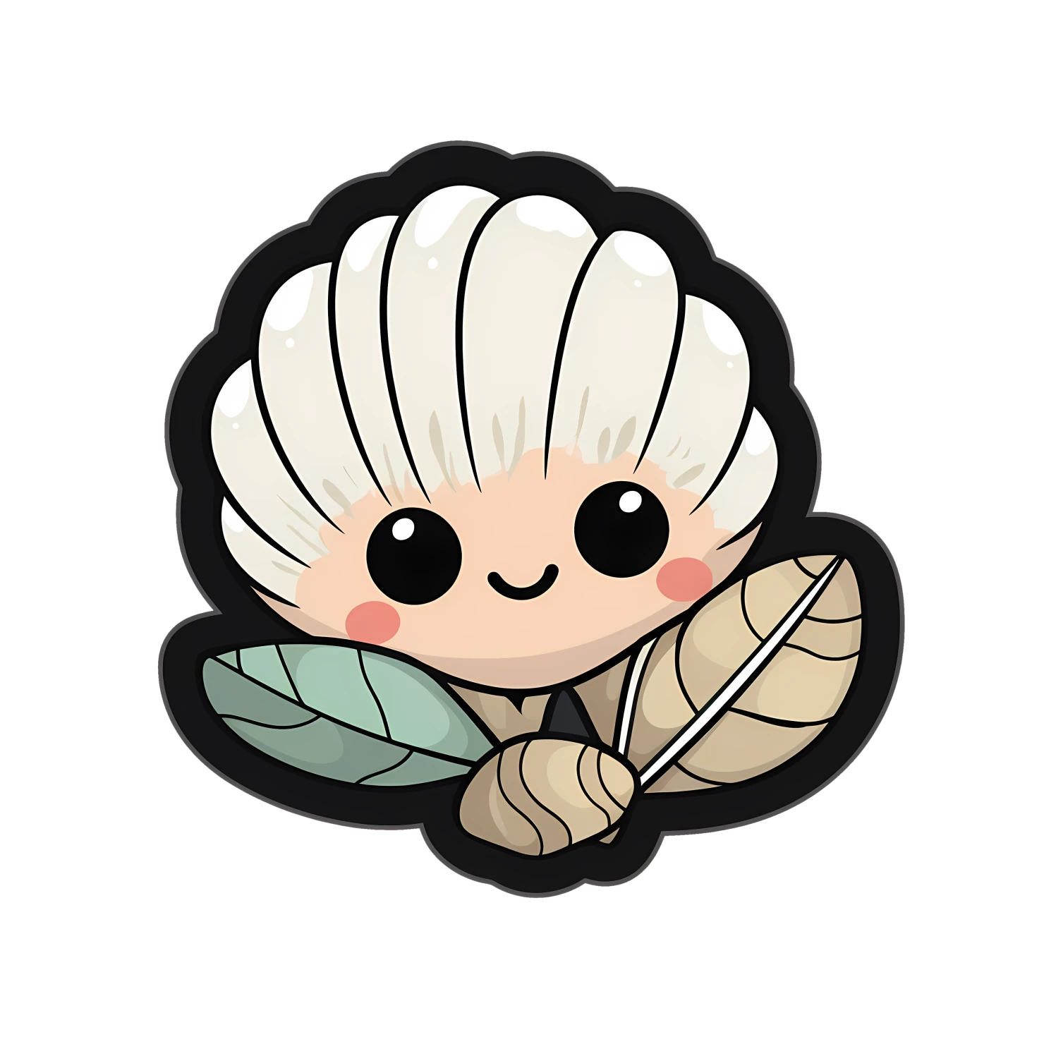 Kawaii seashell sticker isolated on transparent background #28350