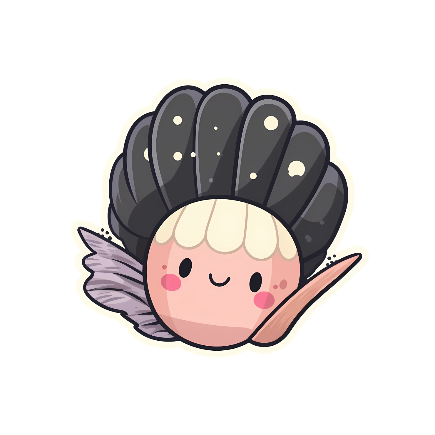 Kawaii seashell sticker isolated on transparent background #28353
