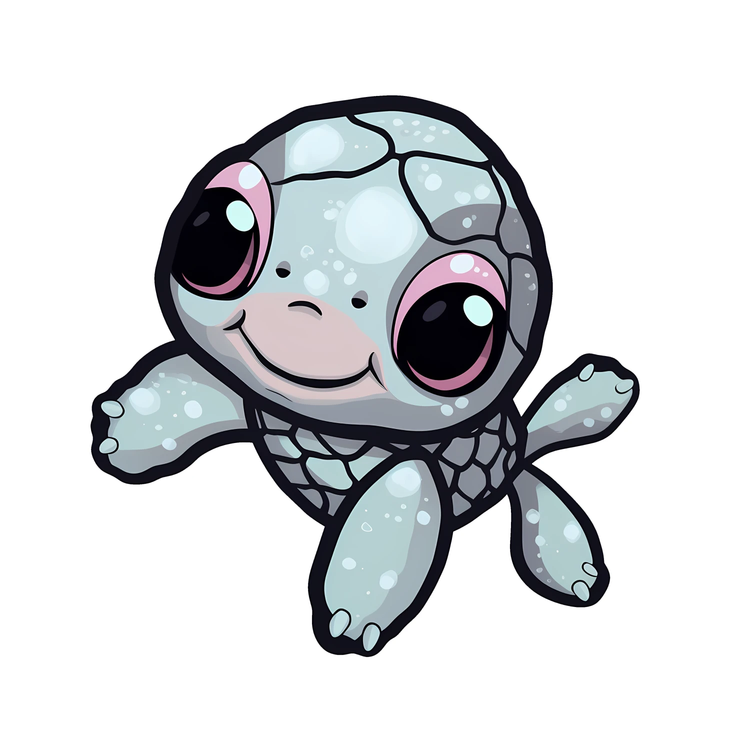 Kawaii sea turtle sticker isolated on transparent background #28361