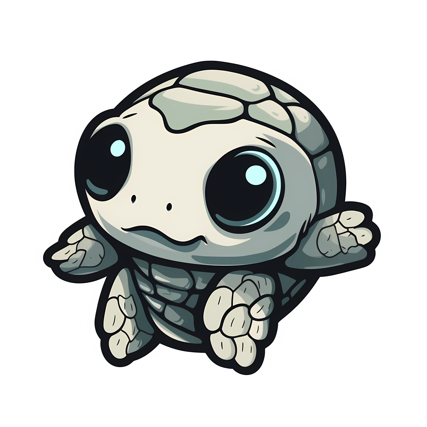 Kawaii sea turtle sticker isolated on transparent background #28362
