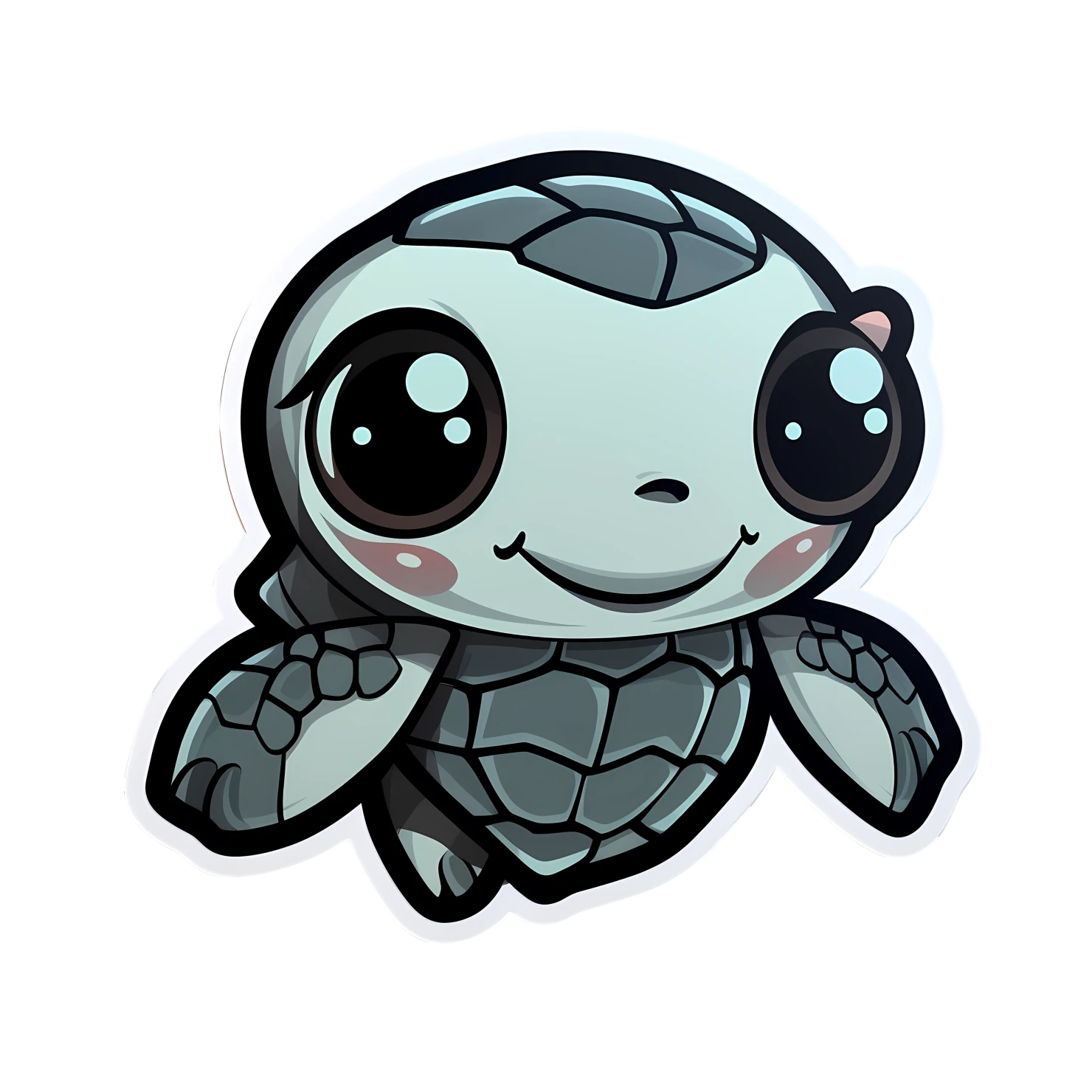 Kawaii sea turtle sticker isolated on transparent background #28363