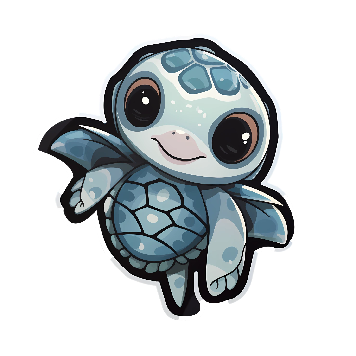 Kawaii sea turtle sticker isolated on transparent background #28364