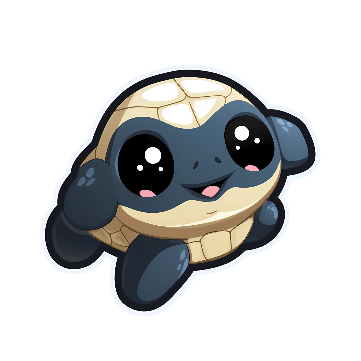 Kawaii sea turtle sticker isolated on transparent background #28365