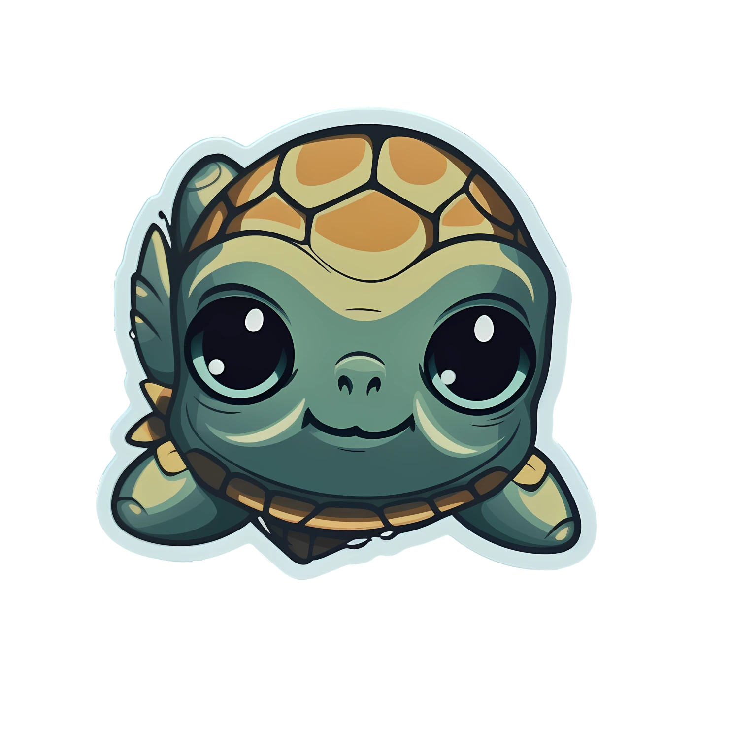 Kawaii sea turtle sticker isolated on transparent background #28366