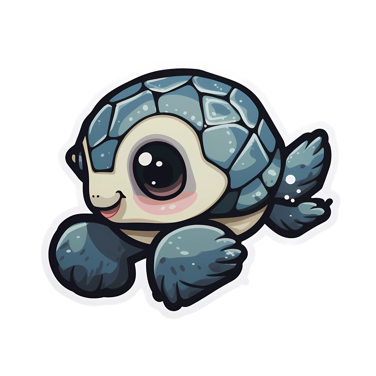 Kawaii sea turtle sticker isolated on transparent background #28370
