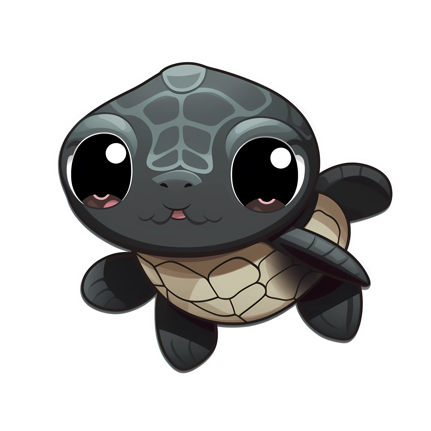 Kawaii sea turtle sticker isolated on transparent background #28372